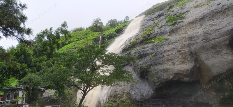 dangerous waterfall at karla caves- lonavala cycling bhaja and karla caves