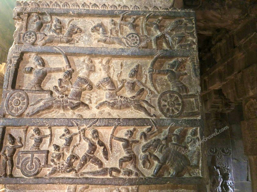 Carvings inside Virupaksha temple, Pattadakal