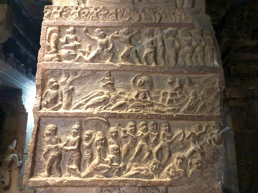 Carvings inside Virupaksha temple, Pattadakal