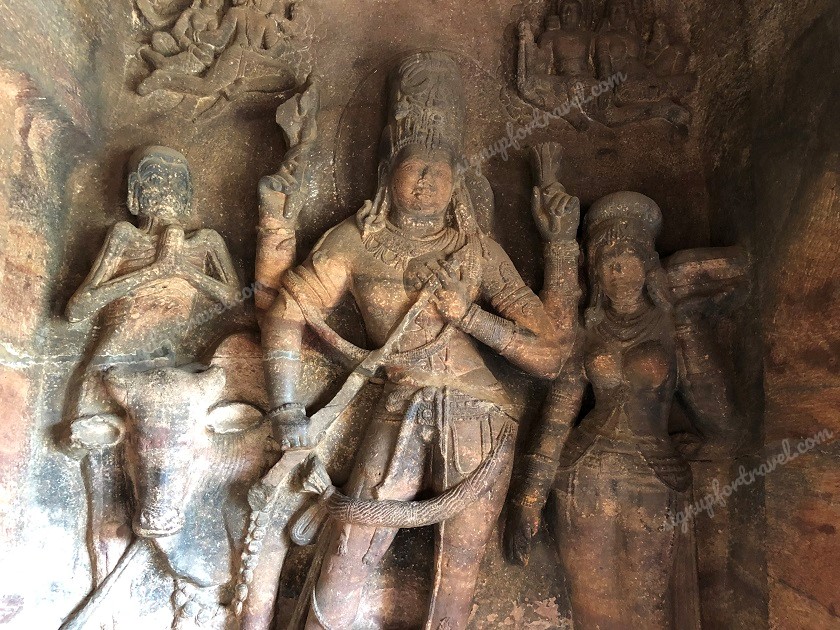 Sculpture of Ardhnari Shiva in Cave 1 at Badami