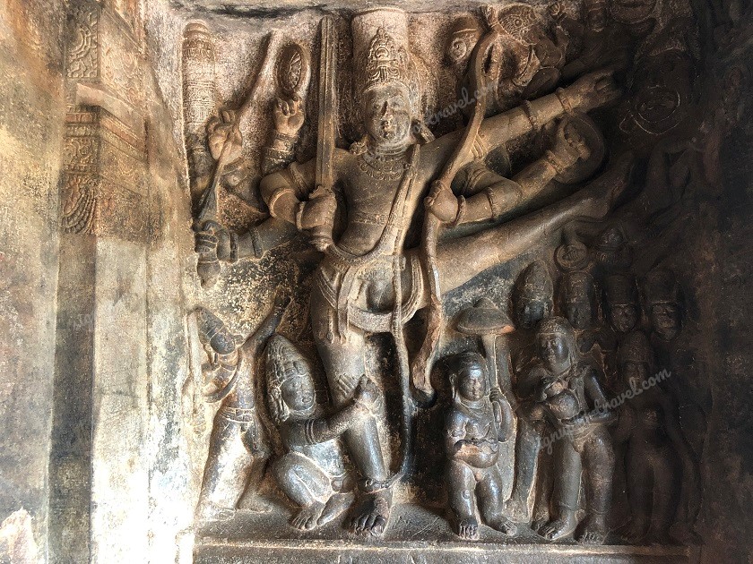 Sculpture of Vamana avatar of Vishnu inside Cave 2 at Badami