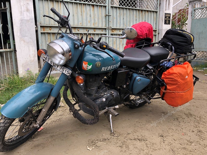 Rented Royal Enfield Classic 350 Bike loaded and ready