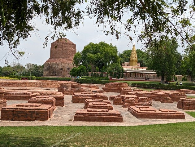 Remains of monasteries at Dhamekh Stupa Sarnath
