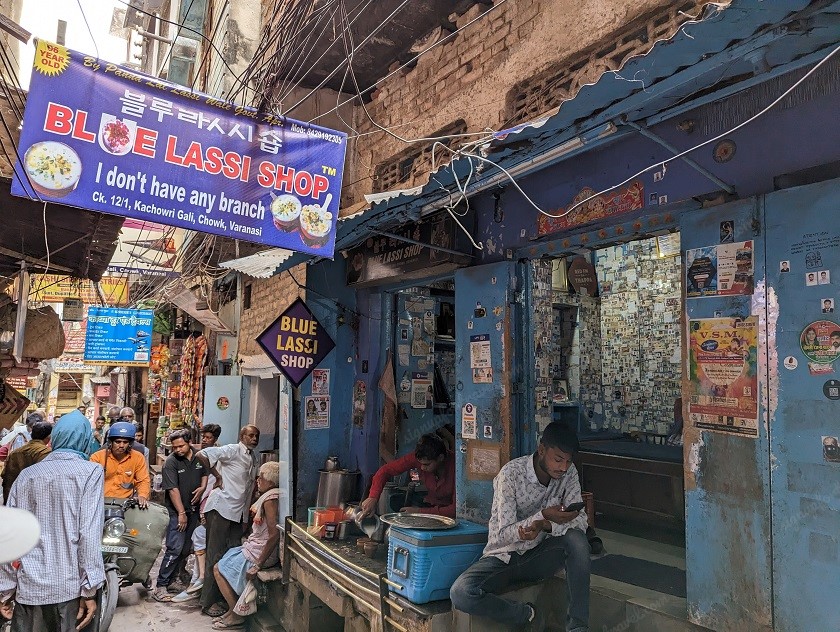 At the Blue Lassi shop in Varanasi